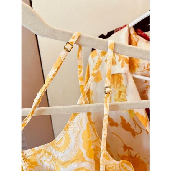 Anthro Lilka Yellow Floral Print Tank Top - Size L - Picture 4 of 5